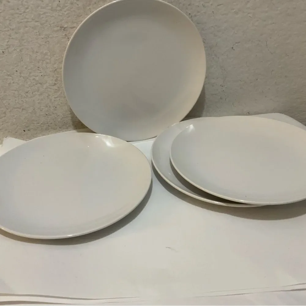 4 WHITE IKEA OF SWEDEN SALAD PLATES 12011 SOLID DESIGN 8.25 INCHES B7